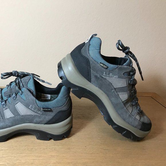 L.L.Bean Gore-Tex Hiking Shoes Vibram Soles Grey/Blue - Picture 2 of 8